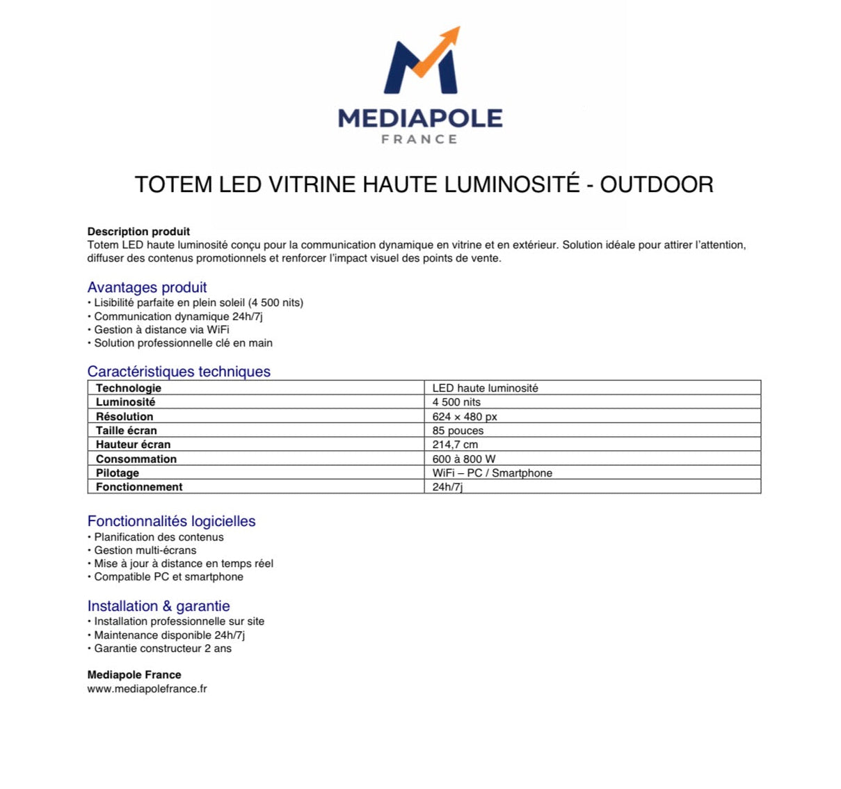 Totem Led Vitrine Ultra Haute Luminosité Outdoor